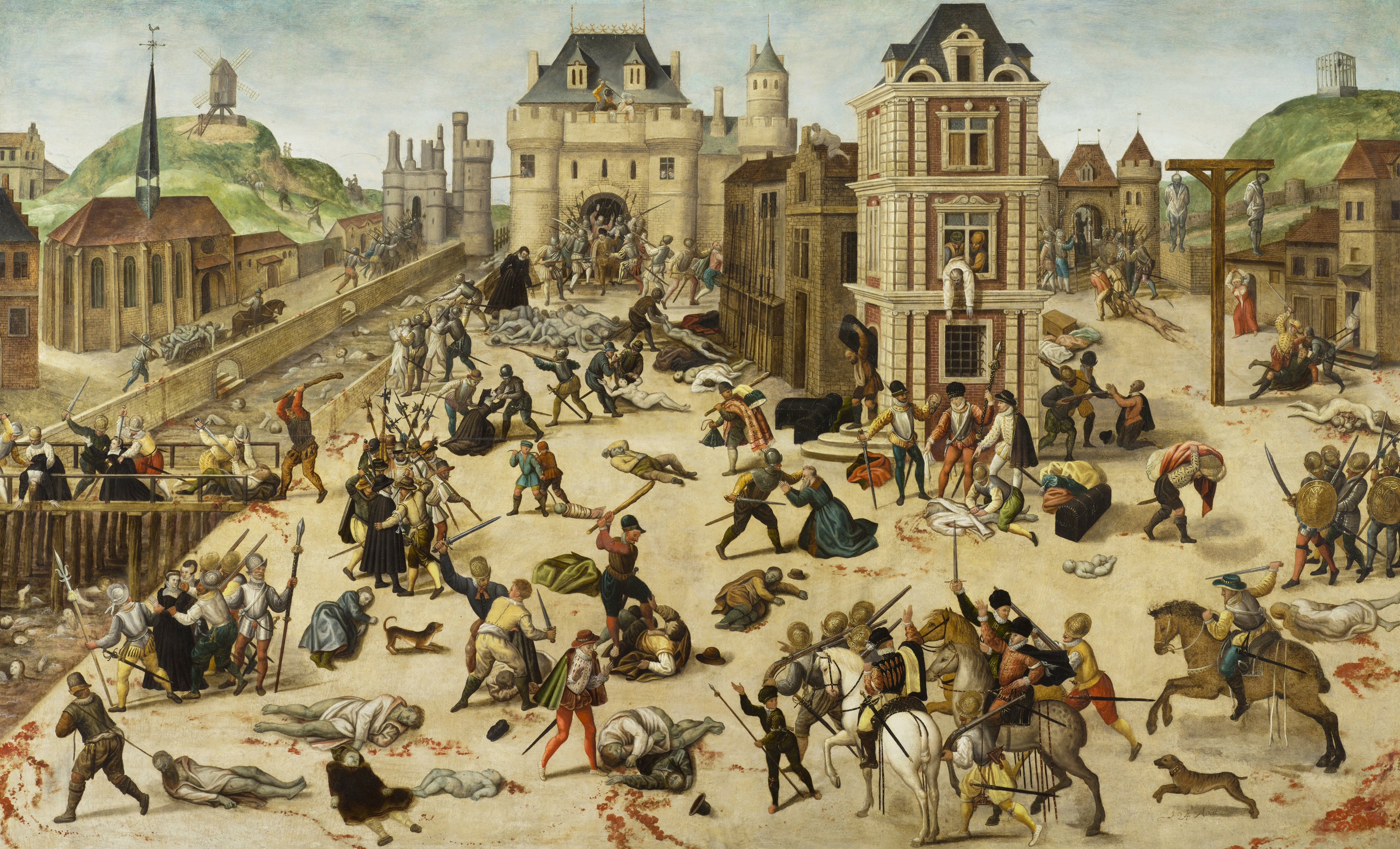 Bodies and fleeing people fill Paris during the Saint Bartholomew’s Day massacre. Disputes between Catholics and Huguenots, French Protestants, intertwined religion and struggles over royal power.